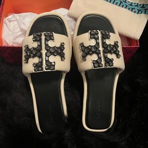 BRAND NEW Tory Burch Crystal Double T Sport Slide